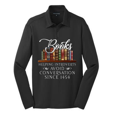 Books Helping Introverts Avoid Conversation Silk Touch Performance Long Sleeve Polo