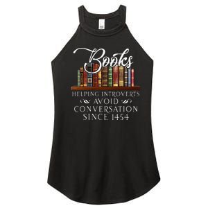 Books Helping Introverts Avoid Conversation Women's Perfect Tri Rocker Tank