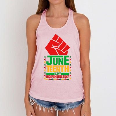 Black History Juneteenth Is My Independence Day Blm Melanin Meaningful Gift Women's Knotted Racerback Tank