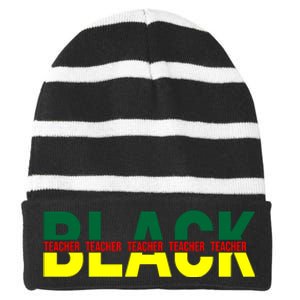 Black History Juneteenth Celebration Graphic Striped Beanie with Solid Band