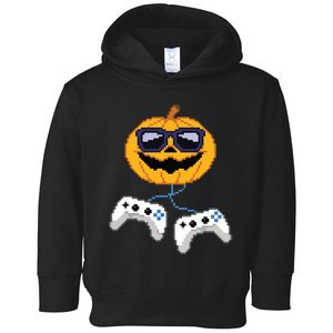 Boy Halloween Jack O Lantern Pixelated Gaming Gamer Toddler Hoodie