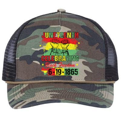 Black History Juneteenth Celebrating Black Freedom 1865 Retro Rope Trucker Hat Cap