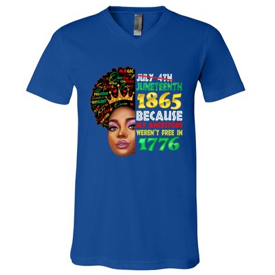 Black History Juneteenth 1865 African American Melanin Gift V-Neck T-Shirt