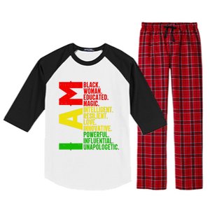 Black History Juneteenth I Am Black Unapologetically Gift Raglan Sleeve Pajama Set