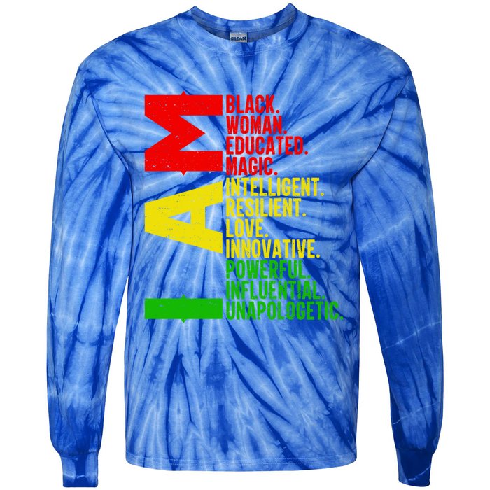 Black History Juneteenth I Am Black Unapologetically Gift Tie-Dye Long Sleeve Shirt