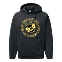 Bee Happy Kind Brave Humble Smart Positive Bumblebee Performance Fleece Hoodie