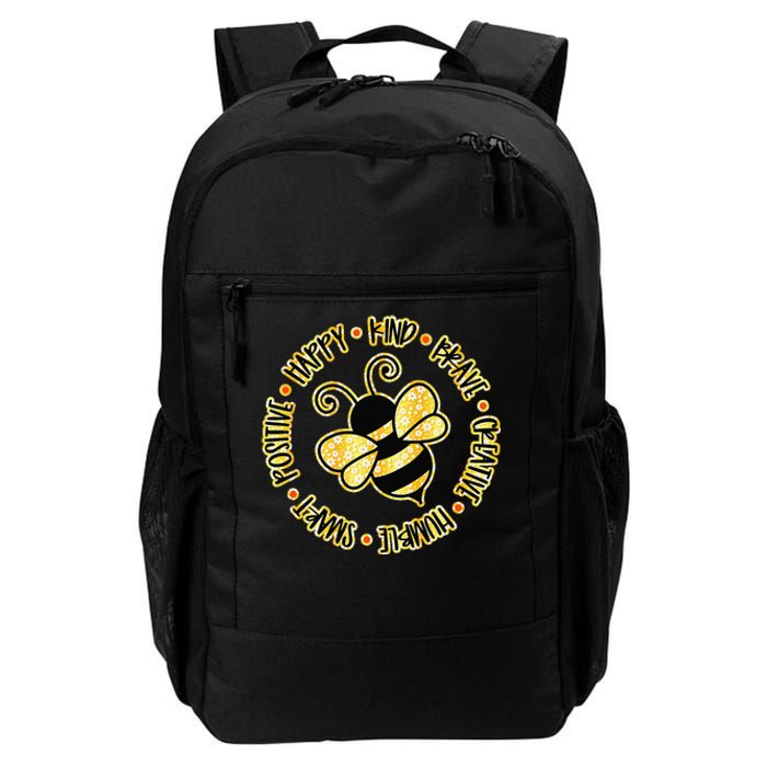 Bee Happy Kind Brave Humble Smart Positive Bumblebee Daily Commute Backpack