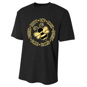 Bee Happy Kind Brave Humble Smart Positive Bumblebee Performance Sprint T-Shirt