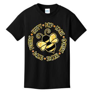 Bee Happy Kind Brave Humble Smart Positive Bumblebee Kids T-Shirt