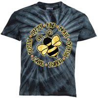 Bee Happy Kind Brave Humble Smart Positive Bumblebee Kids Tie-Dye T-Shirt