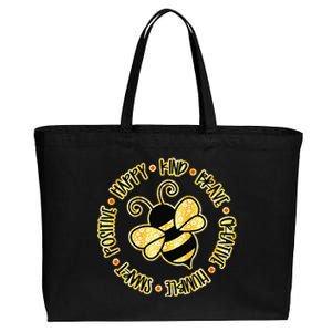 Bee Happy Kind Brave Humble Smart Positive Bumblebee Cotton Canvas Jumbo Tote