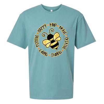 Bee Happy Kind Brave Humble Smart Positive Bumblebee Sueded Cloud Jersey T-Shirt