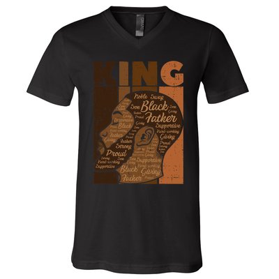 Black History King Father Melanin African American Dad Men V-Neck T-Shirt