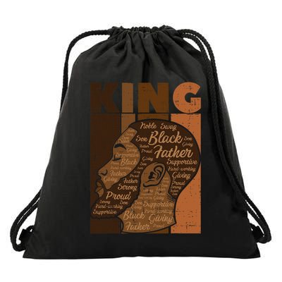 Black History King Father Melanin African American Dad Men Drawstring Bag