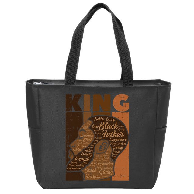 Black History King Father Melanin African American Dad Men Zip Tote Bag
