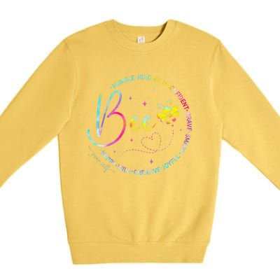 Bee Happy Kind Brave Humble Smart Positive Bumblebee Premium Crewneck Sweatshirt