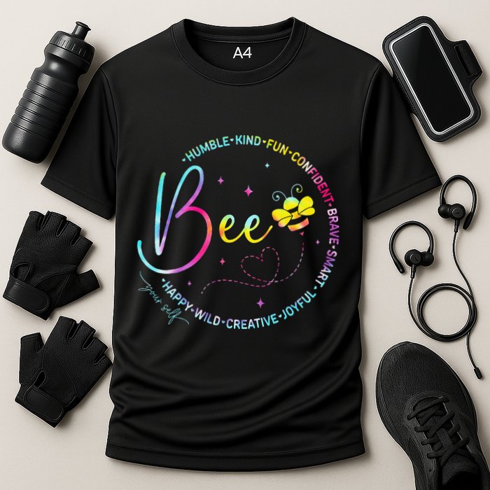Bee Happy Kind Brave Humble Smart Positive Bumblebee Cooling Performance Crew T-Shirt
