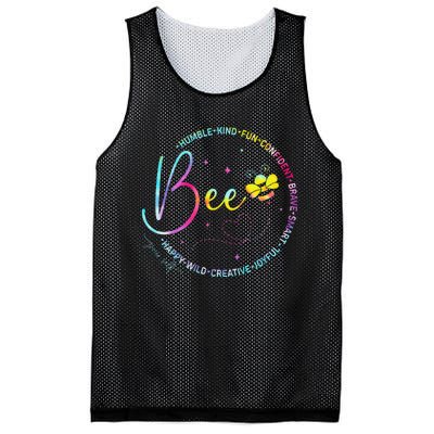 Bee Happy Kind Brave Humble Smart Positive Bumblebee Mesh Reversible Basketball Jersey Tank