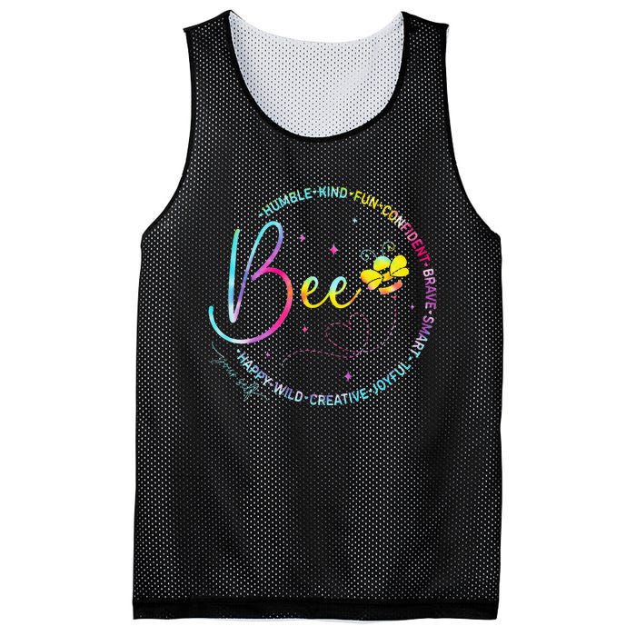 Bee Happy Kind Brave Humble Smart Positive Bumblebee Mesh Reversible Basketball Jersey Tank