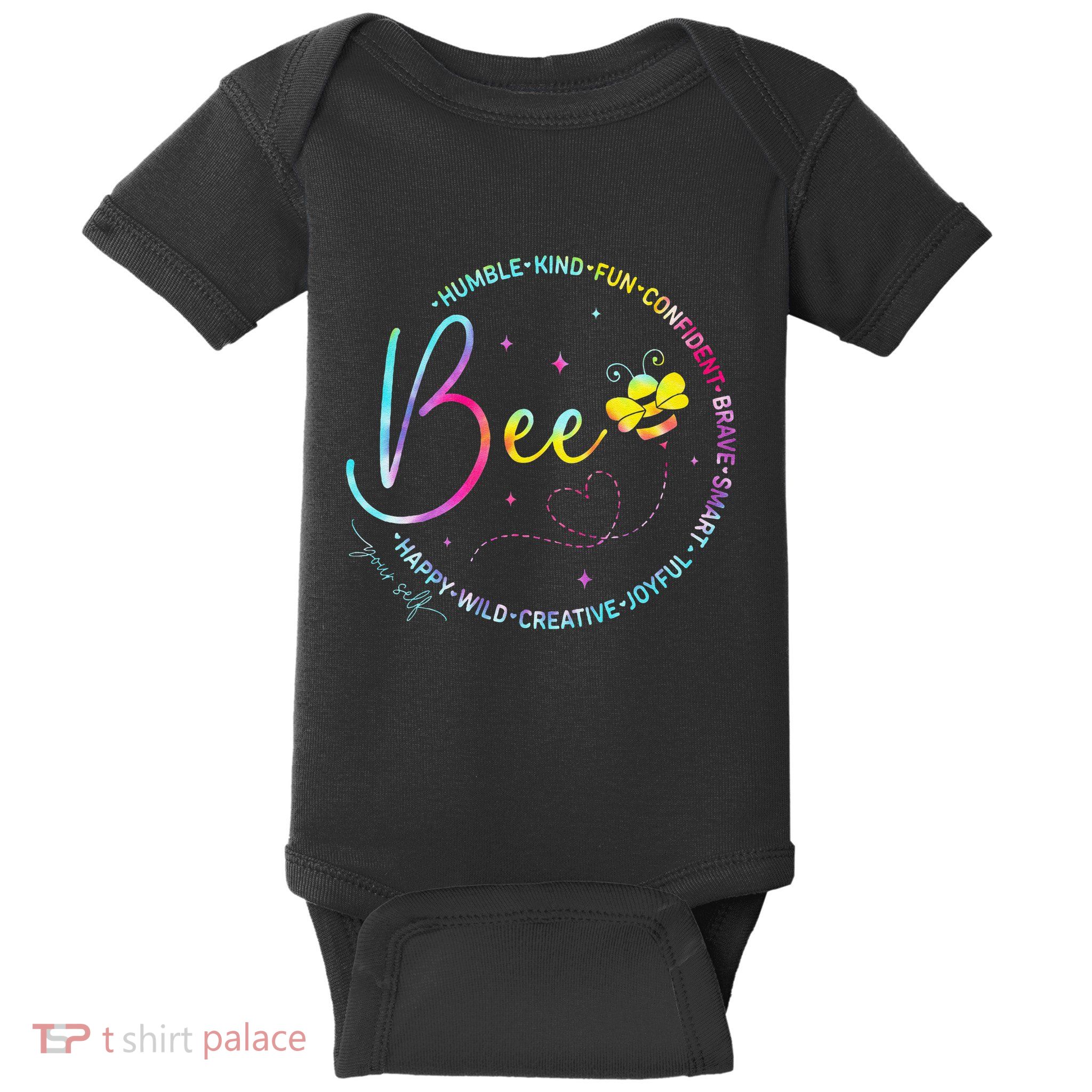 Bee Happy Kind Brave Humble Smart Positive Bumblebee Baby Bodysuit