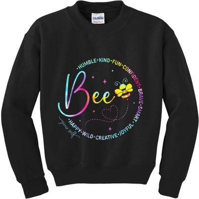 Bee Happy Kind Brave Humble Smart Positive Bumblebee Kids Sweatshirt