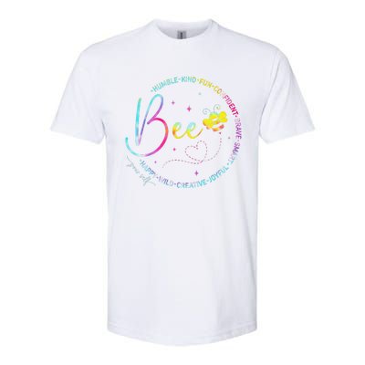 Bee Happy Kind Brave Humble Smart Positive Bumblebee Softstyle CVC T-Shirt