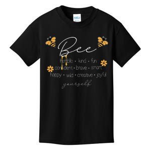 Bee Happy Kind Brave Humble Smart Positive Bumblebee Kids T-Shirt