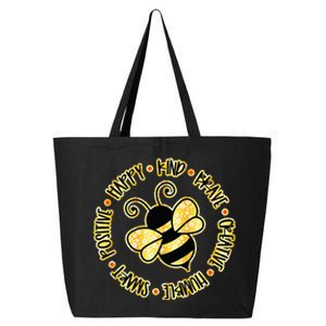 Bee Happy Kind Brave Humble Smart Positive bumblebee 25L Jumbo Tote