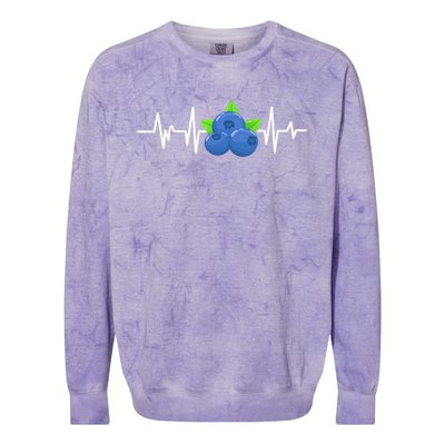 Blueberry Heartbeat Kawaii Funny Blueberry Lover Gift Colorblast Crewneck Sweatshirt