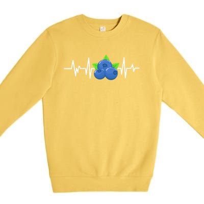 Blueberry Heartbeat Kawaii Funny Blueberry Lover Gift Premium Crewneck Sweatshirt