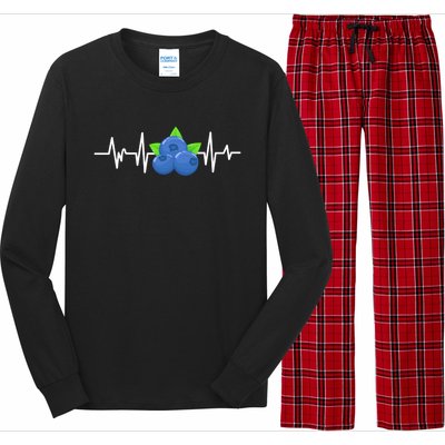 Blueberry Heartbeat Kawaii Funny Blueberry Lover Gift Long Sleeve Pajama Set