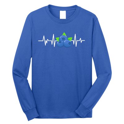 Blueberry Heartbeat Kawaii Funny Blueberry Lover Gift Long Sleeve Shirt