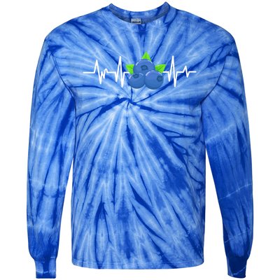 Blueberry Heartbeat Kawaii Funny Blueberry Lover Gift Tie-Dye Long Sleeve Shirt