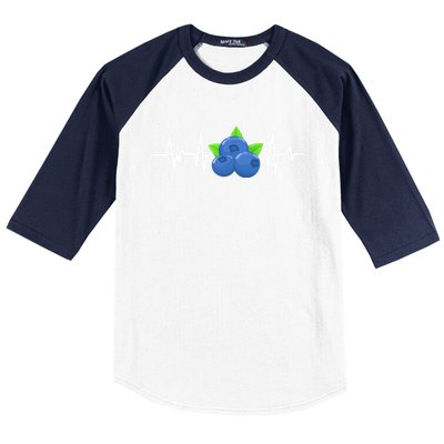 Blueberry Heartbeat Kawaii Funny Blueberry Lover Gift Baseball Sleeve Shirt