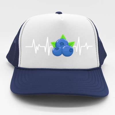 Blueberry Heartbeat Kawaii Funny Blueberry Lover Gift Trucker Hat