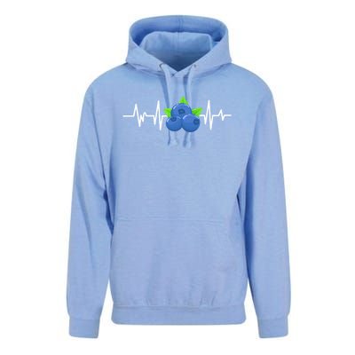 Blueberry Heartbeat Kawaii Funny Blueberry Lover Gift Unisex Surf Hoodie