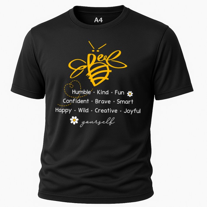 Bee Happy Kind Brave Humble Smart Positive Bumblebee Cooling Performance Crew T-Shirt