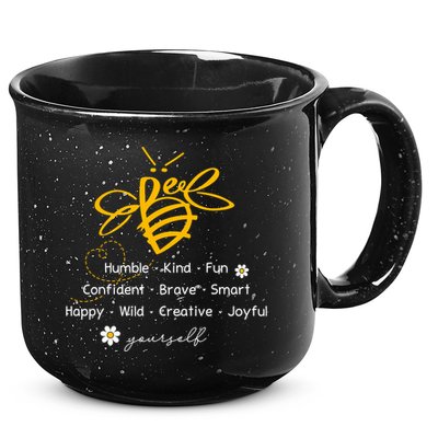 Bee Happy Kind Brave Humble Smart Positive Bumblebee 15oz Campfire Ceramic Mug