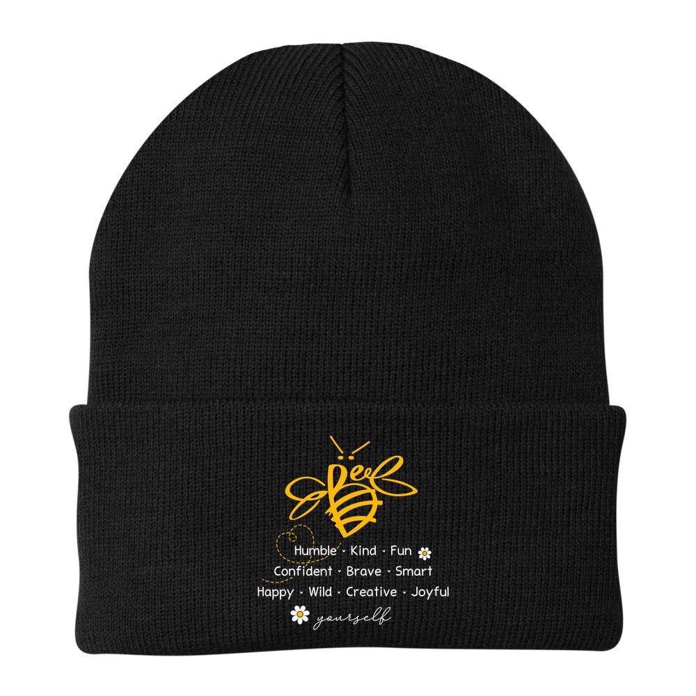 Bee Happy Kind Brave Humble Smart Positive Bumblebee Beanie