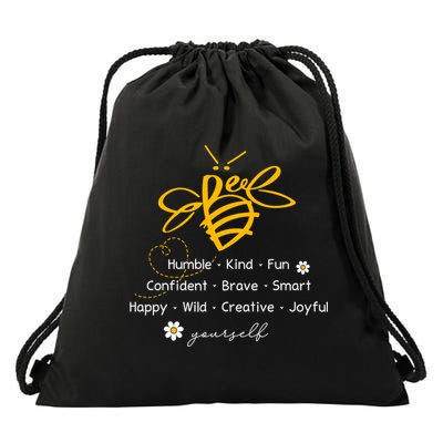 Bee Happy Kind Brave Humble Smart Positive Bumblebee Drawstring Bag