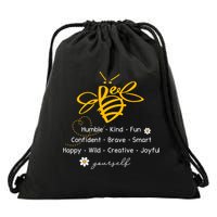 Bee Happy Kind Brave Humble Smart Positive Bumblebee Drawstring Bag