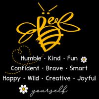 Bee Happy Kind Brave Humble Smart Positive Bumblebee Flat Bill Trucker Hat