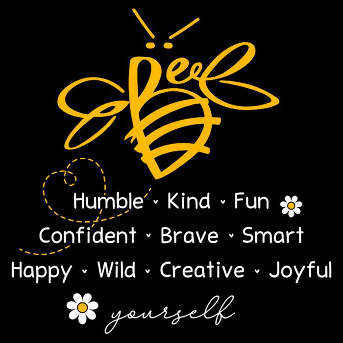 Bee Happy Kind Brave Humble Smart Positive Bumblebee Flat Bill Trucker Hat