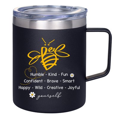 Bee Happy Kind Brave Humble Smart Positive Bumblebee 12oz Stainless Steel Coffee Mug