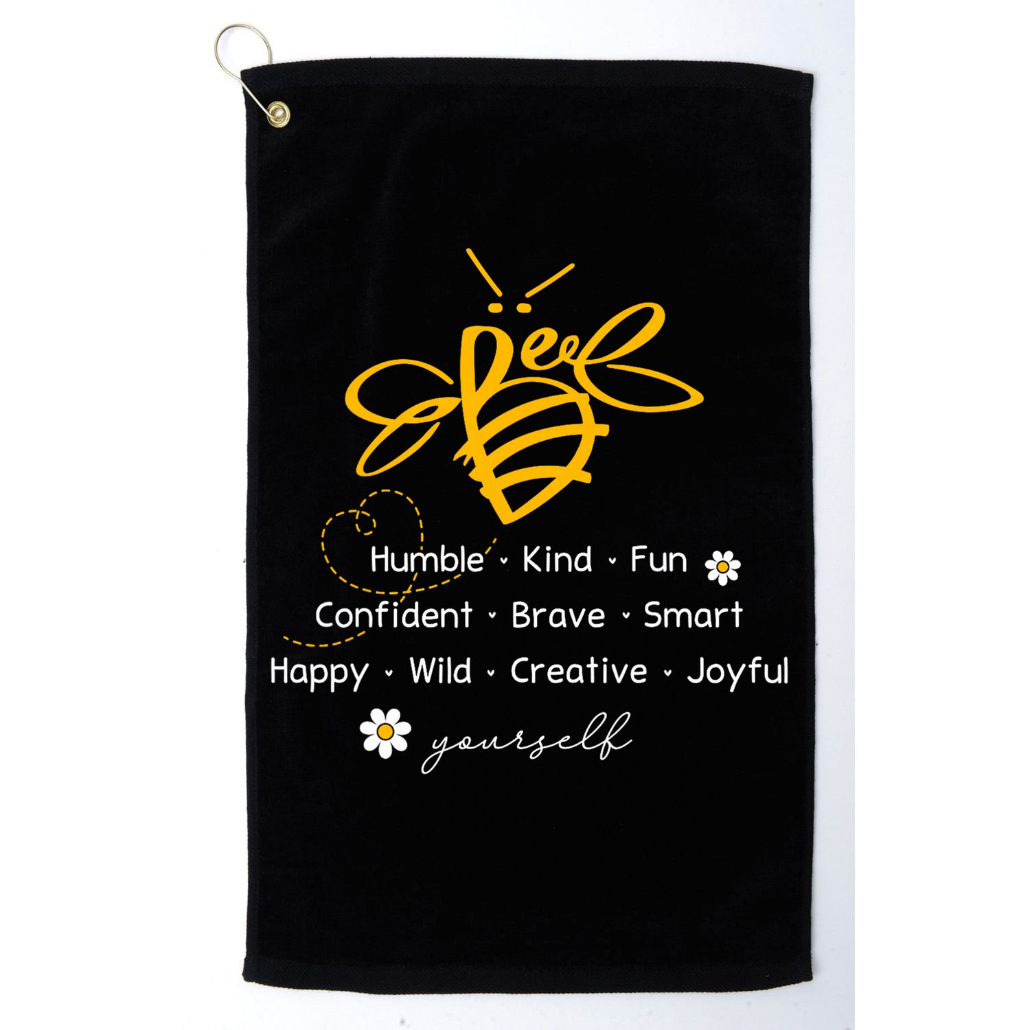 Bee Happy Kind Brave Humble Smart Positive Bumblebee Golf Towel