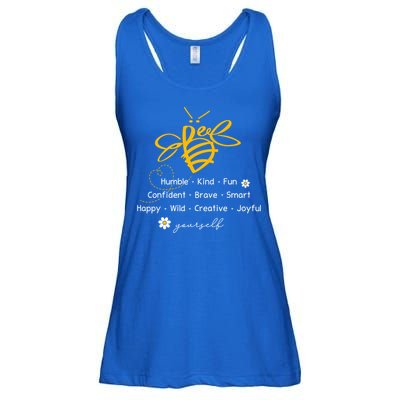 Bee Happy Kind Brave Humble Smart Positive Bumblebee Ladies Essential Flowy Tank