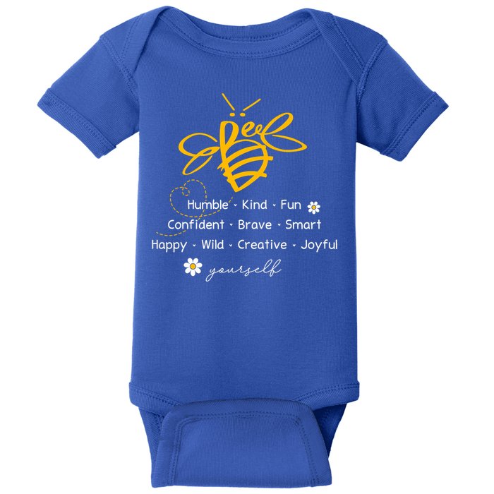 Bee Happy Kind Brave Humble Smart Positive Bumblebee Baby Bodysuit