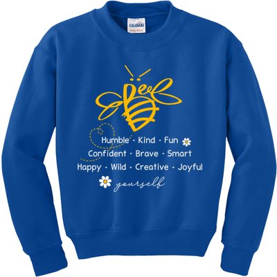 Bee Happy Kind Brave Humble Smart Positive Bumblebee Kids Sweatshirt