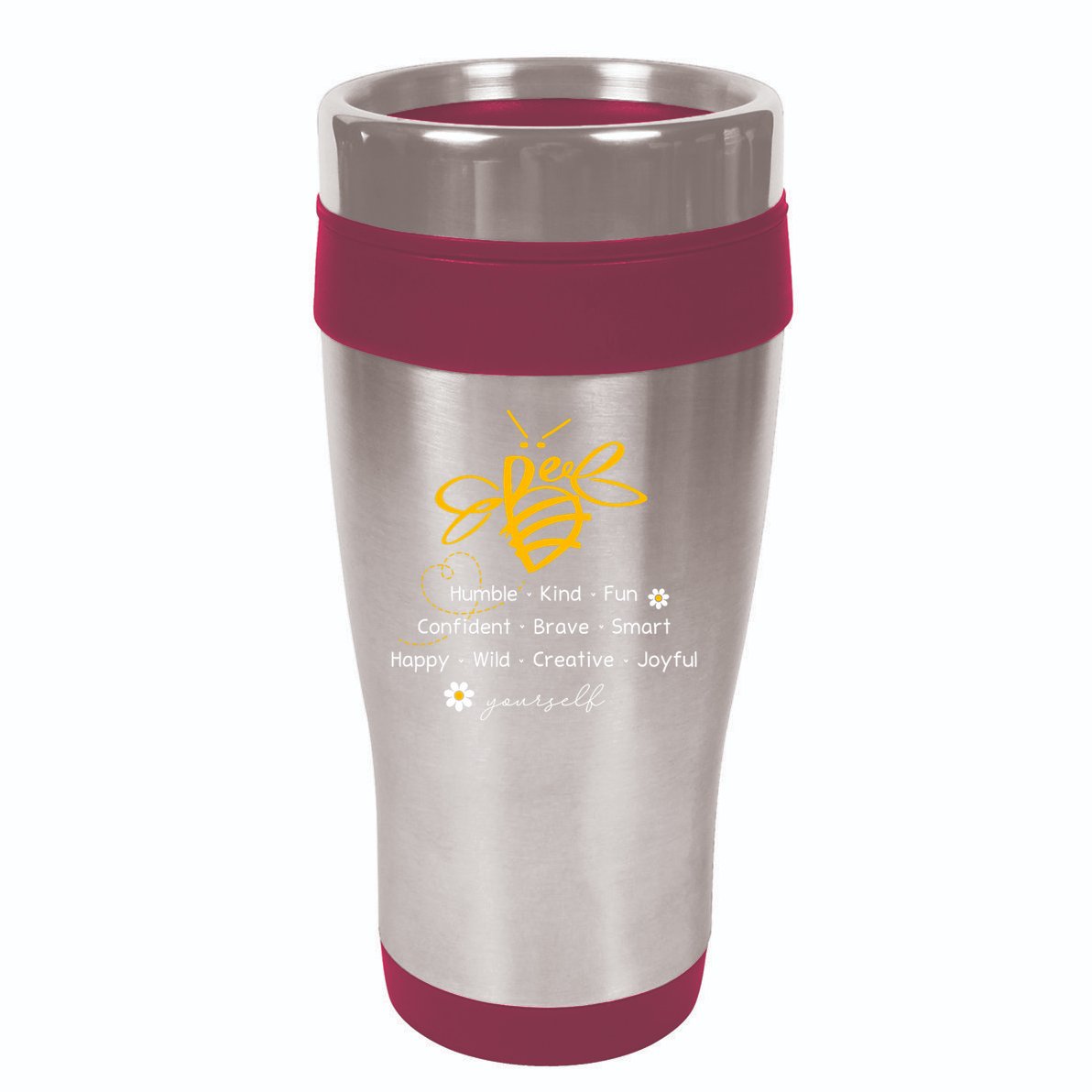 Bee Happy Kind Brave Humble Smart Positive Bumblebee 16oz Travel Tumbler