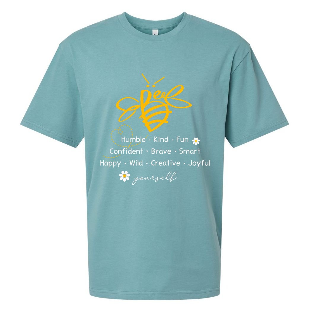 Bee Happy Kind Brave Humble Smart Positive Bumblebee Sueded Cloud Jersey T-Shirt